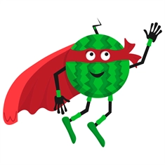 Superhero Watermelon Classroom Fruit Transparent Sticker